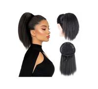 Health 10Inch Kinky Straight Ponytail Afro Puff Yaki Drawstring Extension for Black Women Personal Care(Natural Black)