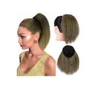 Health 10Inch Kinky Straight Ponytail Afro Puff Yaki Drawstring Extension for Black Women Personal Care(Light Auburn)
