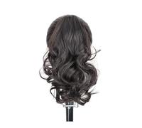 Health 10Inch Synthetic Short Wavy Curly Ponytail Claw Clip in Hair Extension Brown Blonde Black Hairpiece for Women Personal Care(Black Brown)