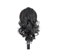 Health 10Inch Synthetic Short Wavy Curly Ponytail Claw Clip in Hair Extension Brown Blonde Black Hairpiece for Women Personal Care(Natural black)