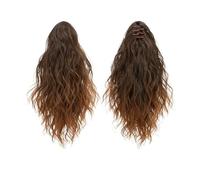 Health 13 Inch Ponytail Extension,Fluffy Synthetic Curly Wavy Pony Tail Hairpiece with Claw Clips in for Women Personal Care(Brown and Light Auburn Tips)