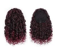 Health 14'' Kinky Ponytail Hair for Women Short Fluffy Curly Drawstring Natural Synthetic Afro Fake Tail Hairpiece Personal Care(Wine red)