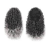 Health 14'' Kinky Ponytail Hair for Women Short Fluffy Curly Drawstring Natural Synthetic Afro Fake Tail Hairpiece Personal Care(Gray)