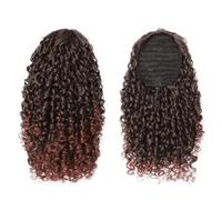 Health 14'' Kinky Ponytail Hair for Women Short Fluffy Curly Drawstring Natural Synthetic Afro Fake Tail Hairpiece Personal Care(Brown Red)