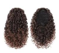 Health 14'' Kinky Ponytail Hair for Women Short Fluffy Curly Drawstring Natural Synthetic Afro Fake Tail Hairpiece Personal Care(Black Red)