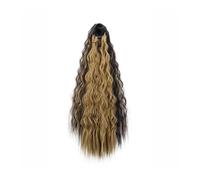 Health 22Inch Synthetic Long Kinky Curly Ponytail Hair Extension Drawstring Wrapped Clip in Black Hairpiecefor Women Personal Care(Brown+light blonde)