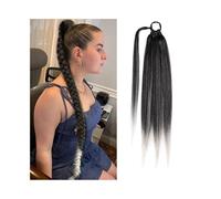 Health 26Inch Synthetic Braided Ponytail Hair Extensions For Women Braided Pony Tail With Hair Tie Personal Care(Natural Black+Silver)