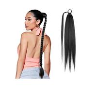 Health 26Inch Synthetic Braided Ponytail Hair Extensions For Women Braided Pony Tail With Hair Tie Personal Care(Natural Black)