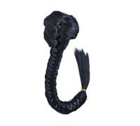 Health 50 cm Synthetic Women's Straight Fishtail Extension Adjustable Drawstring with Two Clips Braid Pigtail Ponytail Extensions Personal Care(Natural black)