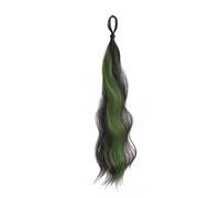 Health 50cm Synthetic Self-Winding Hair Bundle Wavy DIY Hair Bun Ponytail Personal Care(Black Mixed Green)