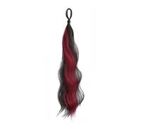 Health 50cm Synthetic Self-Winding Hair Bundle Wavy DIY Hair Bun Ponytail Personal Care(Black Mixed Red)