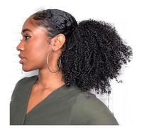 Health Afro Kinky Curly Ponytail Extensions Human Hair for Black Women Curly Human Hair Drawstring Ponytail Natural Hairpieces Personal Care(18inch)