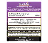 Health Aid Acetyl-L-Carnitine 550mg Tablets 30 Tablets
