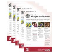 Health and Safety Law Poster 2026-5 Pack HSE Poster (A2 Laminated Office Sign) - Easy-to-Read Workplace Information Display - Durable Safety Sign for Office, Warehouse & Site Use UK