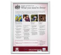 Health and Safety Law Poster 2026 with Snap Frame, Genuine HSE Approved Workplace Poster with Authentic Hologram, Up to Date UK Health and Safety Law Display, Professional Wall Mounted A3 Safety Poste