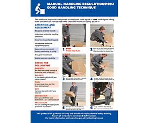 Health and Safety Poster Manual Handling Wall Mounted PVC (Polyvinyl Chloride) 59.4 cm