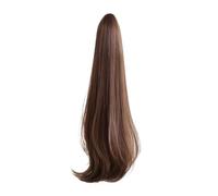 Health Black Ponytail Extension 20" Clip in for Women Long Straight Hair Synthetic for Girls Personal Care(Dark Brown)