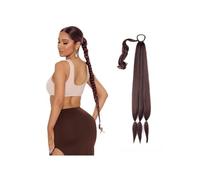 Health Braided Extension Long with Tie Diy Braided Ponytail Synthetic Hair Piece for Women Daily Wear Personal Care(Reddish brown,26inches)