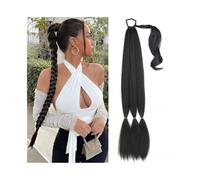 Health Braided Ponytail Long Synthetic Braided Ponytail Hair Extension for Women, Hairpiece Pony Tail with Hair Tie Fake Hair Extensions Pony Tails Extensions Human Hair Personal Care(Natural Black)