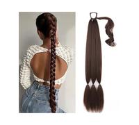 Health Braided Ponytail Long Synthetic Braided Ponytail Hair Extension for Women, Hairpiece Pony Tail with Hair Tie Fake Hair Extensions Pony Tails Extensions Human Hair Personal Care(Dark Brown)