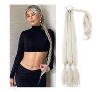 Health Braided Ponytail Long Synthetic Braided Ponytail Hair Extension for Women, Hairpiece Pony Tail with Hair Tie Fake Hair Extensions Pony Tails Extensions Human Hair Personal Care(Grey)