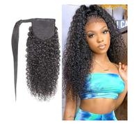 Health Brazilian Ponytail Wrap Around Horsetail 100% Remy Straight Human Hair Ponytail With Clips Personal Care(Black Kinky Curly,18inch 100g)