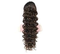 Health Drawstring Ponytail for Black Women 24 Inch Fake Ponytail Afro Curly Synthetic Clip in Pony Tails for Daily Party Use Personal Care(Dark Brown Mixed Chestnut)