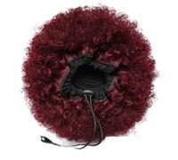 Health Drawstring Ponytail Human Hair Brazilian Short Curly Drawstring Pony tail Afro Puff Bun Chignon Accessories Personal Care(Wine red)