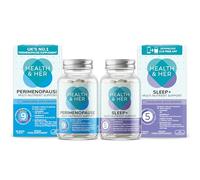 Health & Her Perimenopause Day & Night Supplements, Vegan, 30 Day Supply | Bundle with women's day & night supplements; Vegan & gluten free with ashwagandha, red clover, chamomile & lavender