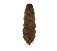 Health Human Hair Drawstring Ponytail Extension Water Wave in Light Brown Wave Pony tail Clip in Extensions for Black Women Personal Care(16inch)