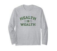 Health is Wealth Motivational Lifestyle Typography Design Long Sleeve T-Shirt