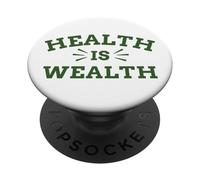 Health Is Wealth Motivational Lifestyle Typography Design PopSockets Adhesive PopGrip