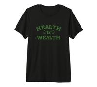 Health is Wealth Motivational Lifestyle Typography Design Premium T-Shirt