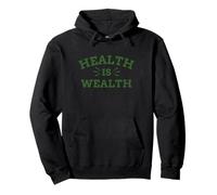 Health Is Wealth Motivational Lifestyle Typography Design Pullover Hoodie