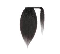 Health Kinky Straight Ponytail Human Hair with Wrap Around, Brazilian Hair Clip in Extensions Wavy Yaki Pony Tail Color Natrual Black Personal Care(14inch 90g)