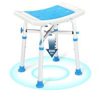 Health Line Massage Products Heavy Duty Shower Stool 550lb Bath Seat Chair, Tool-Free Assembly Height Adjustable Paded Seat Bench for Seniors, Elderly, Disabled, Handicap and Injured