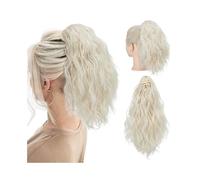 Health Ponytail Extension, 13" Short Claw Ponytail Extension Wavy Curly Jaw Clip in Pony tails Hair Extension Natural Synthetic Hairpiece for Women Personal Care(White Blonde)