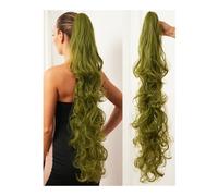 Health Ponytail Extensions, 34 inch Long Curly Wavy Clip in Ponytails Synthetic Hair Piece Pony Tail Hairpieces for Women Personal Care(Green)