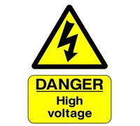 Health Safety Hazard WC Mandatory Warning Sticker Warning Adhesive: Danger High Voltage - H10 cm x L7 cm