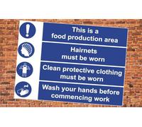 Health Safety Hygiene Food Preparation Area Guidelines Sticker Sign Self Adhesive Gloss Decal Sticker 160mm x 125mm