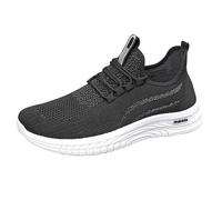 Health Shoes, Men's Trainers, Summer Mesh, Breathable Thick Sole, Trainers, Plain, Lightweight, Comfortable Jogging Shoes, Outdoor Running, Workout, Summer Shoes with Laces, 39-41.5 EU, black, 7.5 UK