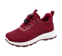 Health Shoes Women's Trainers Summer Mesh Breathable Comfortable Walking Shoes Plain Lightweight Slip On Soft Sole Jogging Shoes Outdoor Running Workout Trainers with Laces, 35-40 EU, red, 5 UK