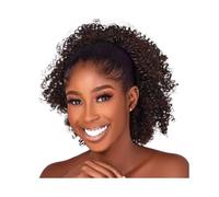 Health Short Afro Kinky Curly Drawstring Ponytail Extension For Black Women Synthetic Afro Puff Ponytail With Clips Personal Care(Dark brown)