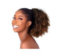 Health Short Afro Kinky Curly Drawstring Ponytail Extension For Black Women Synthetic Afro Puff Ponytail With Clips Personal Care(Brown)