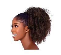 Health Short Afro Kinky Curly Drawstring Ponytail Extension For Black Women Synthetic Afro Puff Ponytail With Clips Personal Care(Chocolate Brown)