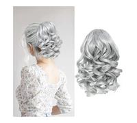 Health Short Ponytail Extension - 10 Inch Loose Curly Wavy Drawstring Comb Clip Hair for Women Personal Care(Silver Grey)