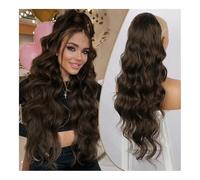Health Synthetic Ponytail Extensions for Women Long Wavy Fluffy Synthetic Ponytail Hairpiece Natural Soft Daily Use Personal Care(Dark brown)