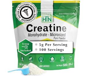 Health Thru Nutrition Creatine Monohydrate Micronized Powder - 500g Pure Unflavored - 5g Per Scoop - Workout Support, Muscle Fuel and Recovery Bulk Supplement | Non-GMO, Vegan