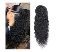 Health Water Wave Drawstring Ponytail Human Hair Extensions Brazilian Natural Hairpiece With Clip Ins 100-150g Remy Pony Tail Personal Care(16inch 150g)