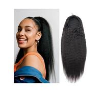 Health Yaki Kinky Straight Ponytail Drawstring Human Hairs Extensions Natural Brazilian Clip in Afro Remy Hair Pieces Personal Care(20inch)